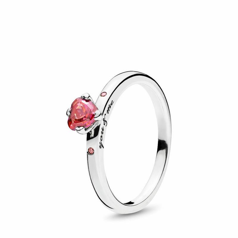 Pandora Sparkling Red Heart Stackable Ring Silver Egypt AV7396841